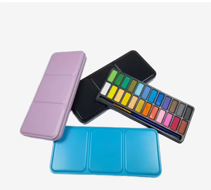 Set de Pintura de <span class=keywords><strong>Acuarela</strong></span> Portátil para Viaje, 24 Colores Vibrantes con Paleta de Mezcla y Pincel para Dibujo Artístico y Bocetos - Product Image 1