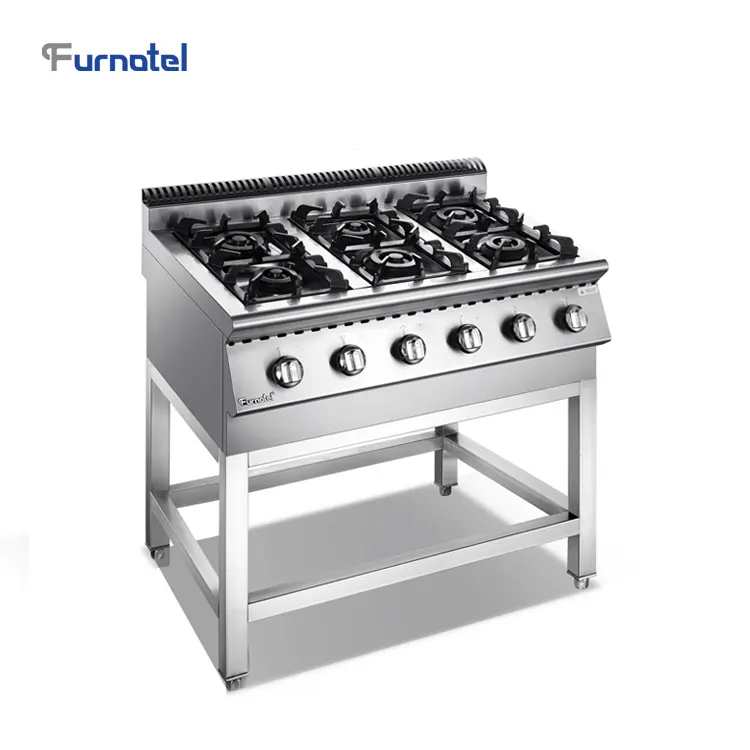 Commerciële Professionele Tafel Top 6 Brander Gas Range Rvs