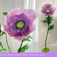 Support de fleurs artificielles géantes en fer et papier fibreux spécial, violet, pour décoration de mariage, fête, Noël, fleurs en papier 3D