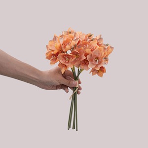 Bouquet de fleurs artificielles Snowline Postman Daffodil, rose, orange, marron clair, décorations de mariage, style INS - Product Image 2