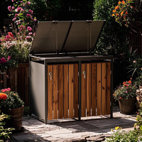 Boîte de rangement pour poubelle à roulettes Armoires de poubelles extérieures étanches Couvercle de poubelle en métal avec serrures Hangar de poubelle de jardin durable