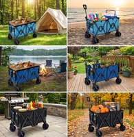 Chariot de camping pliable à double étage personnalisé avec auvent, chariot utilitaire tout-terrain robuste pour l'extérieur avec plateau amovible