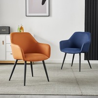 Chaise de salle à manger en fer forgé, style nordique moderne, simple, avec dossier et accoudoirs, en cuir, luxe léger, pour hôtel et restaurant, vente en gros