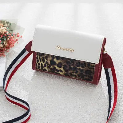 FLB184 square leopard children clutch purses and handbags women with wide strap