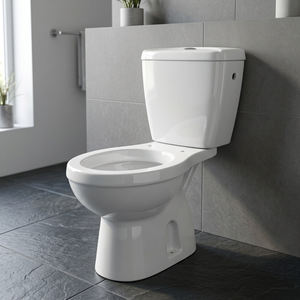 Two-Piece <b>Ceramic</b> Toilet with Plastic Seat Cover and LLC Fittings - Bathroom <b>Pan</b> <b>Set</b> From India Morvi - Product Image 2