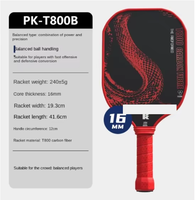 Raquette de pickleball d'entraînement GEN5 complète en fibre de carbone T800 avec noyau alvéolé de 16 mm, finition mate, durable, prix usine, vente chaude