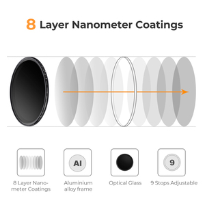 Filtre ND Variable Ultra-fin K&F <span class=keywords><strong>Concept</strong></span> 37-82mm ND2-400 avec 9 Stops, Cadre en Alliage d'Aluminium Résistant aux Rayures - Product Image 3
