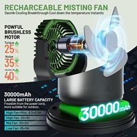 Ventilateur de table à brume d'eau rechargeable par USB, en plastique, à commande mécanique, batterie 15000 mAh, lumière LED, télécommande, pour extérieur et voiture