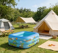 Grande piscine gonflable rectangulaire d'extérieur pour nouveau-nés et bébés, en PVC, pour la plage et la baignade