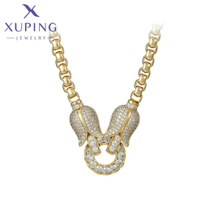 Xuping kalung perhiasan 14K berlapis emas Tulip romantis pesta manis liontin besar mode mawar kalung Rapper Hip Hop - Product Image 1