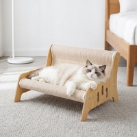 Sofá Minimalista Ecológico de Madera y Sisal para Gatos, con Respaldo Inclinado, Silla Lounge, Mueble Resistente al Desgaste y Bajo Contenido de Polvo, Cama para Mascotas