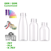 Vente en gros de bouteilles PET transparentes de qualité alimentaire de 250ml 300ml bouteilles de jus en plastique PET jetables avec bouchon inviolable à vis