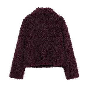 Fall/Winter New Arrival Women's Clothing <b>Rope</b> Knot Buckle Fleece Top Collared Outerwear Fashion - Product Image 4