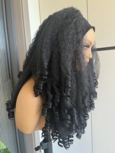 Perruque <span class=keywords><strong>Afro</strong></span> Synthétique Classique à Prix de Gros, Ondulation Bouclée et Rebondissante Effet Ressort, Longue avec Bandeau, Sans Colle et Crépu - Product Image 6