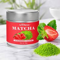 Aardbei Matcha Poeder Fruit Smaak Geïnfuseerde Groene Thee Private Label Groothandel OEM Aangepaste Drankmix 50g Blikje Ceremonieel 7A