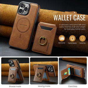Étui <span class=keywords><strong>de</strong></span> téléphone en cuir <span class=keywords><strong>de</strong></span> luxe pour iPhone 16 Pro Max 15 14 poche magnétique détachable pour carte portefeuille à rabat couverture <span class=keywords><strong>de</strong></span> téléphone avec support d'anneau - Product Image 2