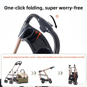 मध्यम बड़े कुत्तों के लिए हल्के फोल्डेबल पालतू रोलर 4 व्हील शॉक अवशोषण बाहरी यात्रा पोर्टेबल पालतू कार्ट - Product Image 4