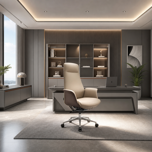 Ensemble de bureau de direction de luxe, mobilier de bureau complet avec armoire latérale, bibliothèque, table basse, chaise de patron en cuir - Product Image 3