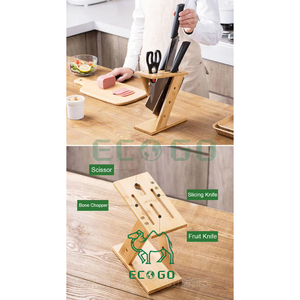 Couverts en bois de bambou présentoirs porte-couteau organisateur de bloc de couteau porte-couteau en bambou Design unique pour sécher les couteaux - Product Image 5