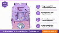 Mochila Escolar Infantil con Estampado de Unicornio OEM, con Lentejuelas, Logotipo Personalizado, Diseño de Arcoíris y Dibujos Animados