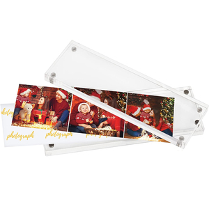 Cornice Inclinata Per Photobooth – Trasparente – Adatta Per Strisce Foto 2x6 – Con Inserti Argento