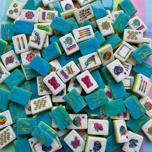 Fichas de Mahjong Acrílicas Ecológicas Estilo Americano Azul Años 90 para 4 Jugadores, Juego Familiar, Regalo, Gran Venta - Product Image 1
