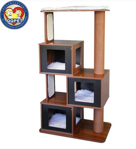 Kayu Hitam padat Maine Coon Kawaii pohon kucing XL pengikis kucing dengan bahan Sisal desain kecil - Product Image 1