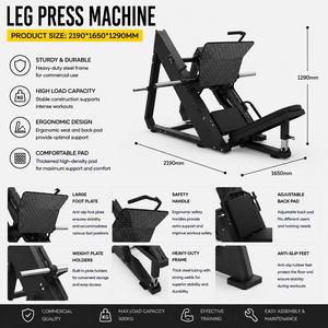 Máquina de prensa de piernas con plataforma antideslizante, entrenador de piernas comercial con carga de placas, equipo de gimnasio seguro para entrenamiento de extremidades inferiores - Product Image 2
