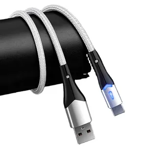 Universal USB Reutilizable Nylon trançado dados cabo 3A carregador rápido cabo com luz LED