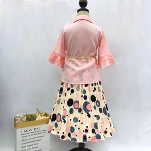Elsali, traje <span class=keywords><strong>para</strong></span> niñas, nuevo <span class=keywords><strong>estilo</strong></span>, <span class=keywords><strong>ropa</strong></span> <span class=keywords><strong>para</strong></span> niñas <span class=keywords><strong>adolescentes</strong></span>, Top <span class=keywords><strong>de</strong></span> media manga <span class=keywords><strong>de</strong></span> gasa con flores 3D con falda <span class=keywords><strong>de</strong></span> cadena en la cintura <span class=keywords><strong>de</strong></span> perlas, <span class=keywords><strong>Ropa</strong></span> <span class=keywords><strong>para</strong></span> Niñas - Product Image 2