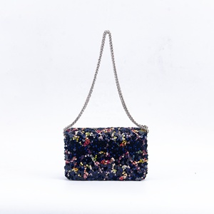 <strong>Sparkling</strong> Multicolor Sequin Shoulder <strong>Bag</strong> - Deep Blue Party Purse with Metal Lock Clasp &amp; Chain Strap, Glamorous Evening Clutch - Product Image 3