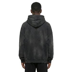 TOPSHOW Kledingfabrikanten Op Maat Gemaakt French Terry 100% katoen Oversized Vintage Acid Wash Geripte Verweerde Hoodie Sweatshirt - Product Image 3