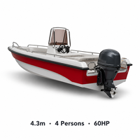Bateau de pêche en fibre de verre 4,3 m Chaser 430 avec remorque en aluminium en option, bateau côtier, auvent Bimini
