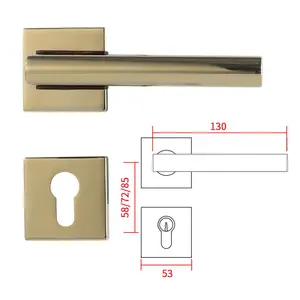 Manufacturer Price Zinc Alloy Gold Rod Lock Key Front Door Handle Lock Set