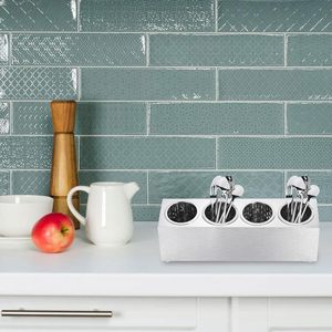 Durable 4-Grid Stainless Steel Utensil Organizer Commercial Flatware Stand - Product Image 4