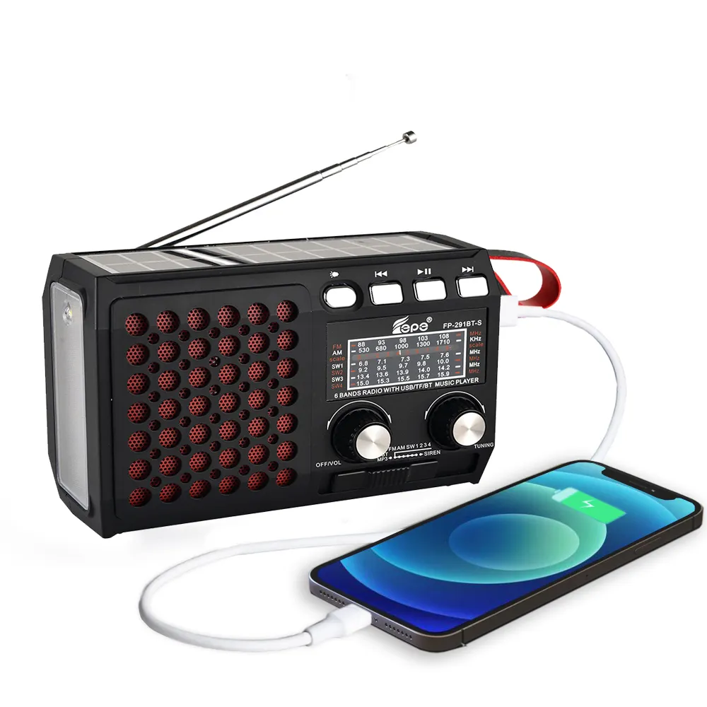 2021 최신 비상 라디오 충전식 휴대용 FM AM SW1-4 라디오 무선 USB 디스크 또는 TF 카드 MP3 음악 플레이어