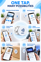 Autocollant NFC NTAG215 étanche de 25 mm pour métal, 504 octets réinscriptibles, 13,56 MHz, étiquette RFID adhésive pour le suivi des équipements métalliques