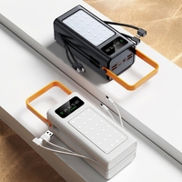 Batterie Externe Solaire avec Câbles Intégrés, Power Bank 50000mAh, Chargeur 60000mAh pour iPhone et Téléphones Portables