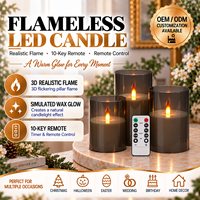 Bougie LED sans flamme à télécommande, effet 3D, en acrylique gris, pour la maison, Halloween, Noël, Pâques, Nouvel An, Remise de diplôme
