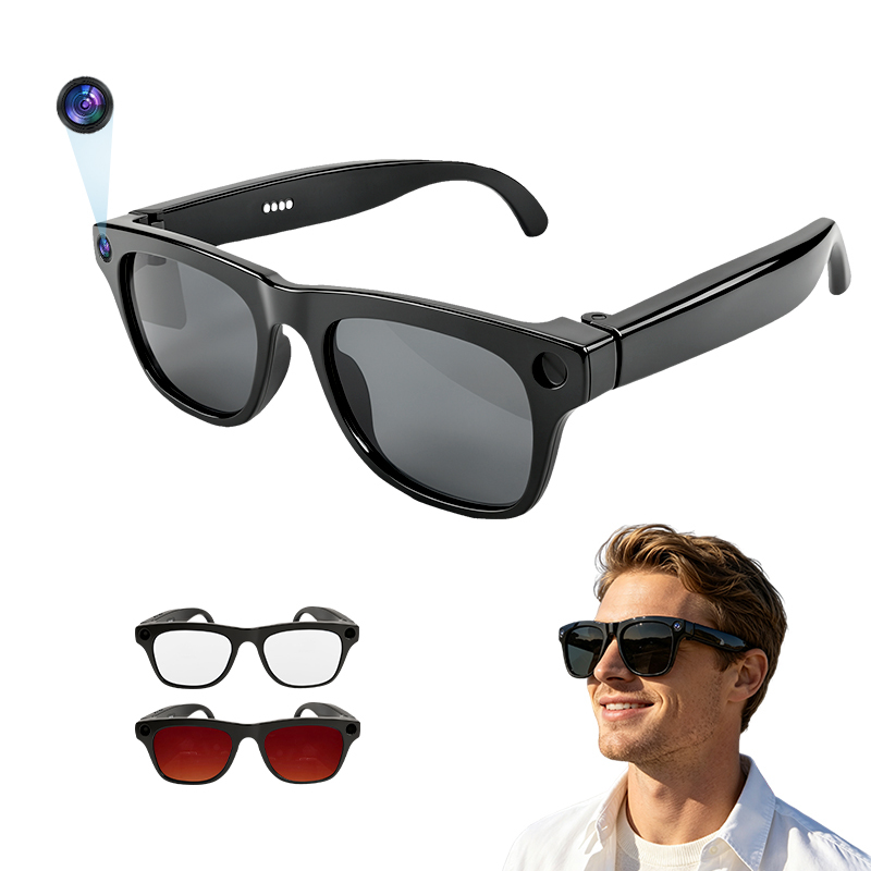 Real-Time Translation AI Smart Glasses Photo Capture Camera 8MP HD Video Recording Sunglasses Travel Sports Vlog for