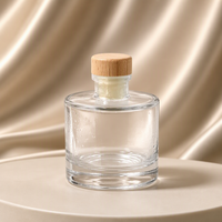 Mini diffuseur à roseaux 50/100/200/300 ml, flacon en verre transparent plat et rond de 50 ml, emballage de parfum transparent avec bouchon en bois