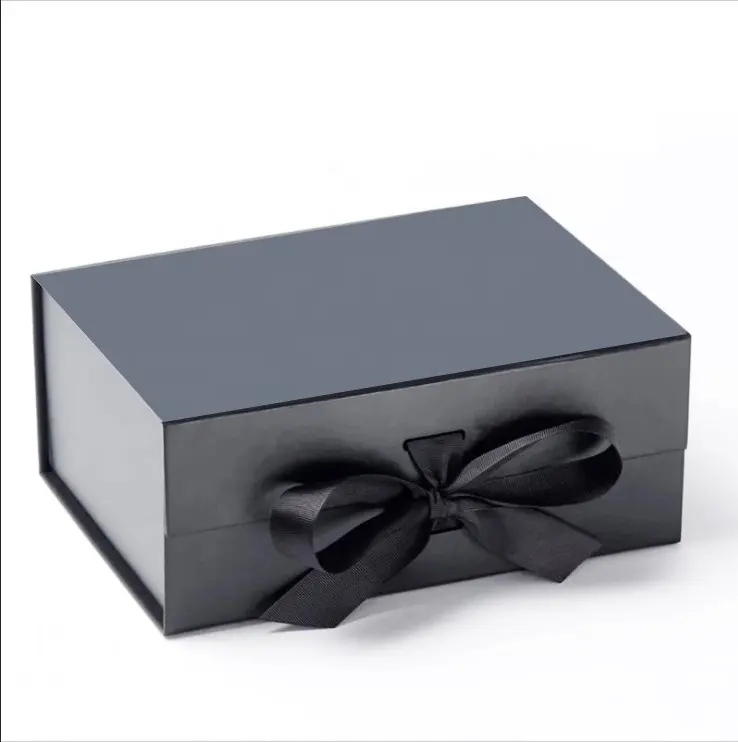Bán buôn sang trọng tóc tóc giả bao bì hộp đen đóng cửa biểu tượng tùy chỉnh từ hộp quà tặng gói