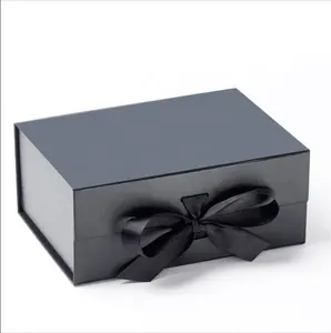 Großhandel Luxus Haar Perücke Verpackung Black Box Verschluss Benutzer definiertes Logo Magnetische Geschenk box Paket