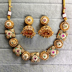 Wholesale High Quality New Vintage Copper Gold Plated Crystal <b>Bridal</b> <b>Jewelry</b> <b>Set</b> Long Mala Necklace Earrings Maang Party Wedding - Product Image 1