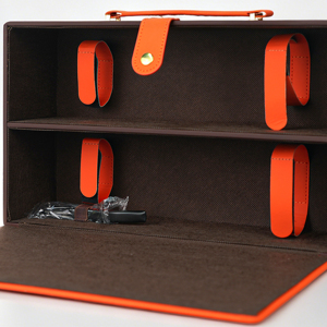 Coffret Cadeau de Luxe Orange Matelassé en Cuir PU pour Deux Bouteilles de Vin ou Spiritueux – Boîtes Vides pour Sommeliers de Marque - Product Image 5