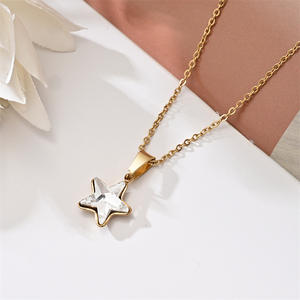 Collares con colgante de GEMA de piedra natural de alto pulido para niñas al por mayor, joyería de acero inoxidable - Product Image 3