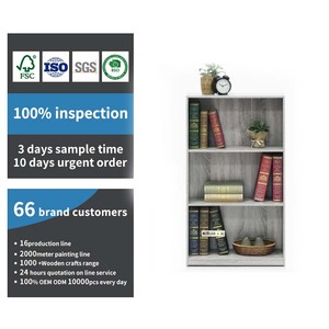 Libreria Moderna a 3 Ripiani in Legno Massello Regolabile, Scaffale Aperto <span class=keywords><strong>per</strong></span> Organizzazione <span class=keywords><strong>Casa</strong></span> e Ufficio - Product Image 1