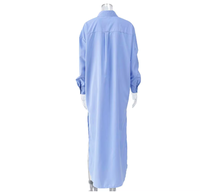 Robe chemise midi décontractée pour femme, coupe ample et oversize, col à revers, boutonnée, avec fente, pour usage quotidien