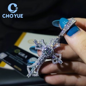 Top Quality 925 Sterling <b>Silver</b> Moissanite Cross Pendant Round Cut Hip Hop <b>Charm</b> for Men Women Pass Diamond Tester with GRA - Product Image 3