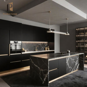 고급 블랙 프리스탠딩 주방 캐비닛 풀 우드 호주 모던 럭셔리 래커 주방 캐비닛 디자인 - Product Image 2